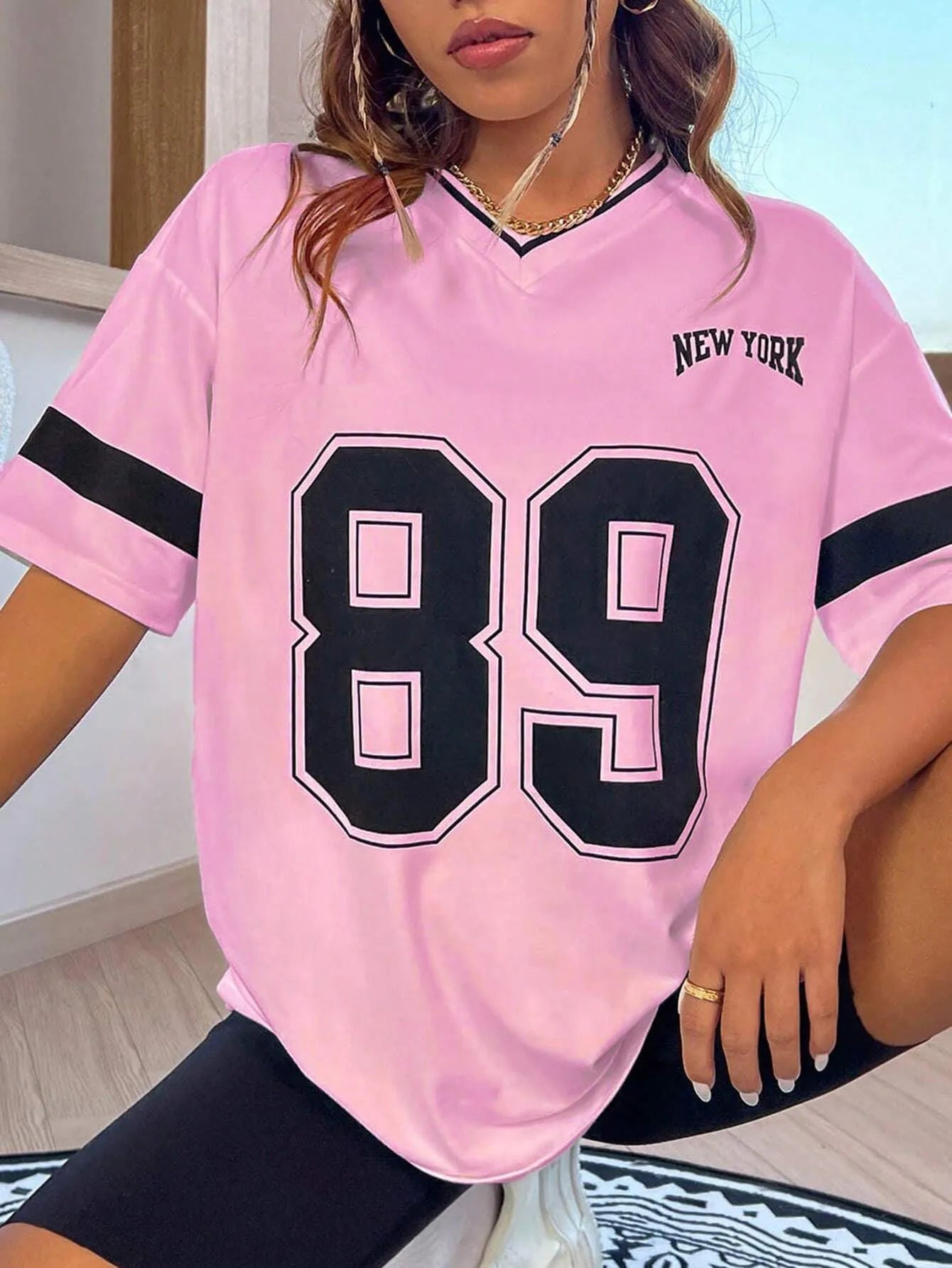Summer Women Winner Number 89 Print T-shirts Female Summer Basic V-neck Tees Casual Retro Streetwear Ladies Tees Plus Size Tops