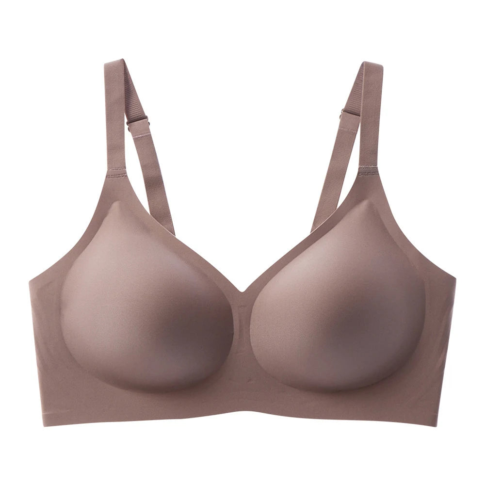 Jelly Wireless Bra Deep V Push Up Bra Seamless T-Shirt Comfortable Plunge No Underwire Bras with Adjustable Straps Everyday Bras
