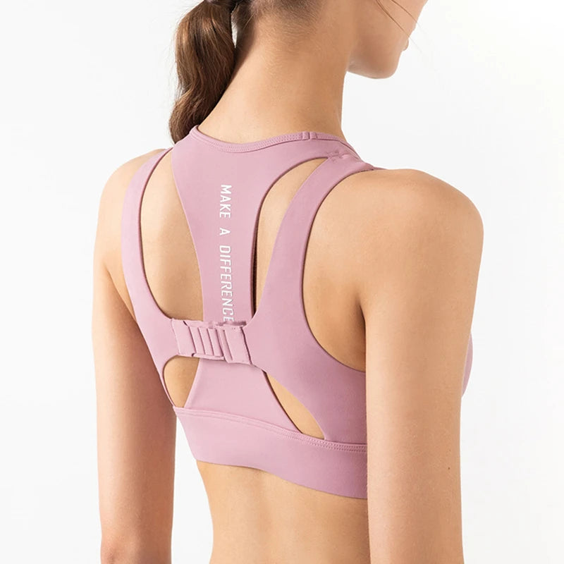 Women Sport Bras High Impact Gather Yoga Bra Shockproof Push Up Underwear Padded Running Tank Tops Girls Gym Workout Brassiere