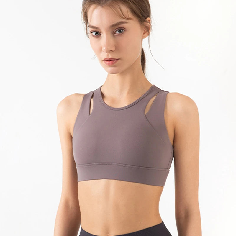 Women Sport Bras High Impact Gather Yoga Bra Shockproof Push Up Underwear Padded Running Tank Tops Girls Gym Workout Brassiere