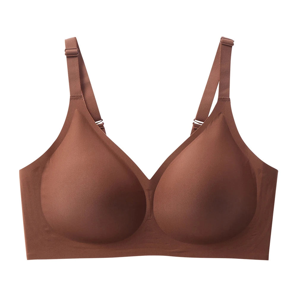 Jelly Wireless Bra Deep V Push Up Bra Seamless T-Shirt Comfortable Plunge No Underwire Bras with Adjustable Straps Everyday Bras