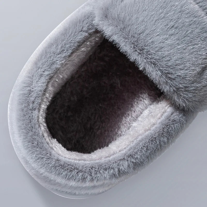 Men's slippers Winter Solid Color Wrap Heels Plush Slippers Non-slip Warm Women Men Home Casual Cotton Shoes Big Size 50 51
