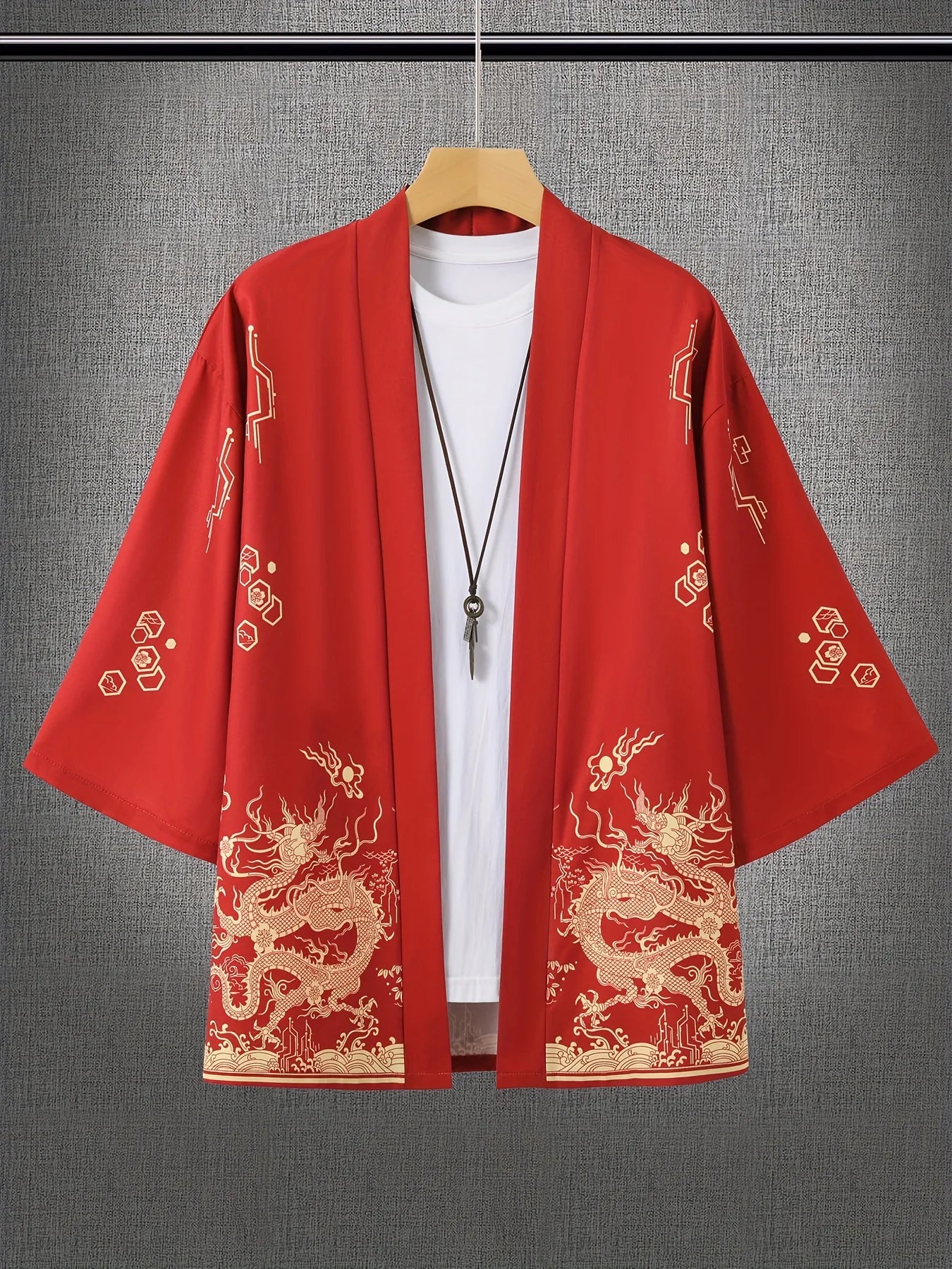 Unisex Kimono Dragon Print Top Fashion Casual Cardigan Yukata Outfit Japanese Streetwear Traditional Clothing