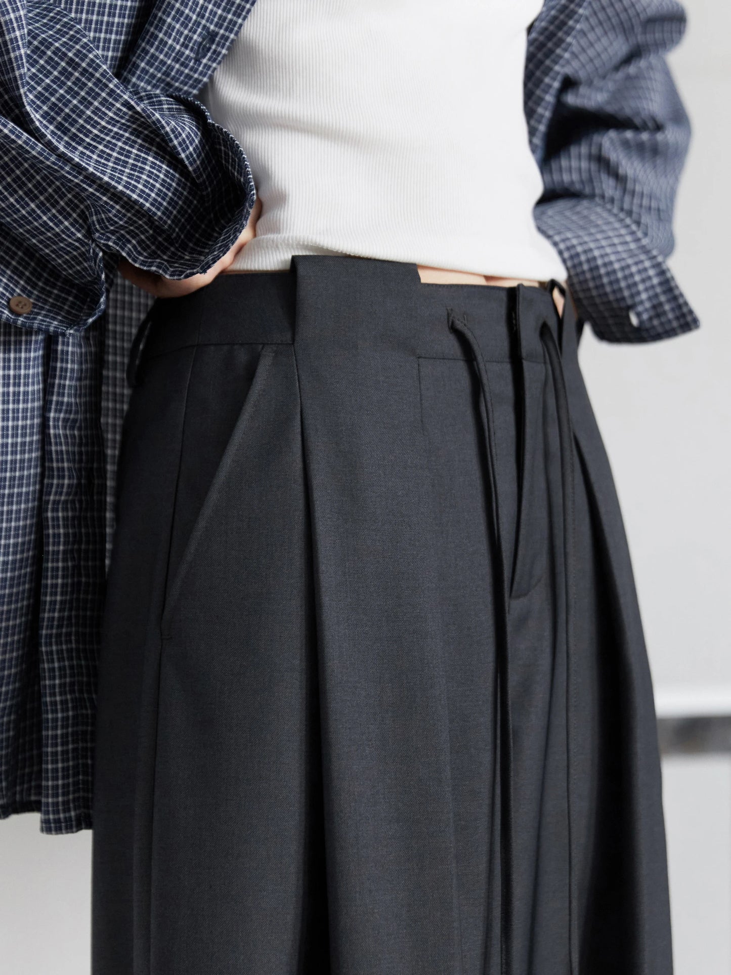 CHIC VEN Women Pants Solid Loose Casual Wide Leg Pant Drawstring Pleated Female Suit Trousers Office Ladies Sping Autumn 2026