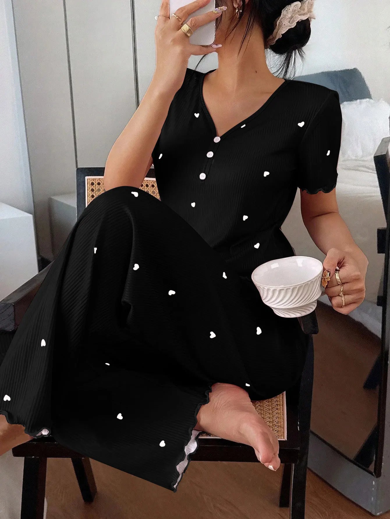 Womens Matching Sets Nightwear for Woman Women's Pajamas Set Short Sleeve Sleepwear 2 Piece Set Women's Home Suit Pyjamas Femmes